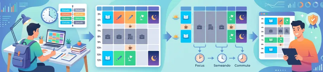 Como montar ciclo de estudos para concursos: tabela pronta e adaptações para quem trabalha