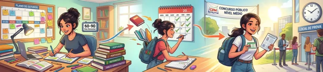 Como passar em concursos de nível médio 2026: guia para iniciantes com plano de 60-90 dias