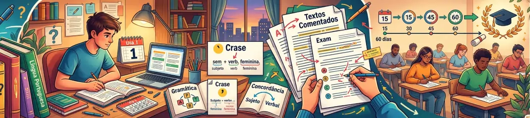 Como estudar português para concursos em 60 dias: gramática, crase, concordância e textos comentados